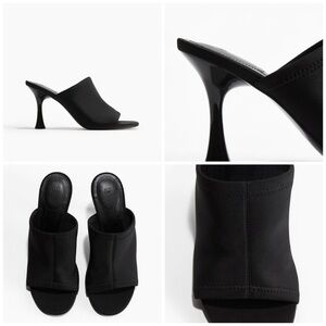 Black Women's Open-Toe Mule Heels
